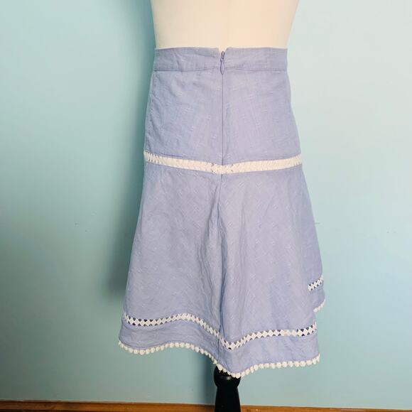 WHBM Blue Cotton A-Line Skirt with Eyelet Size 2 - Picture 2 of 7